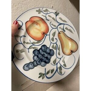 Total 2!  Tabletops Unlimited Hand Painted Frutteto Fruit Dinner Plates